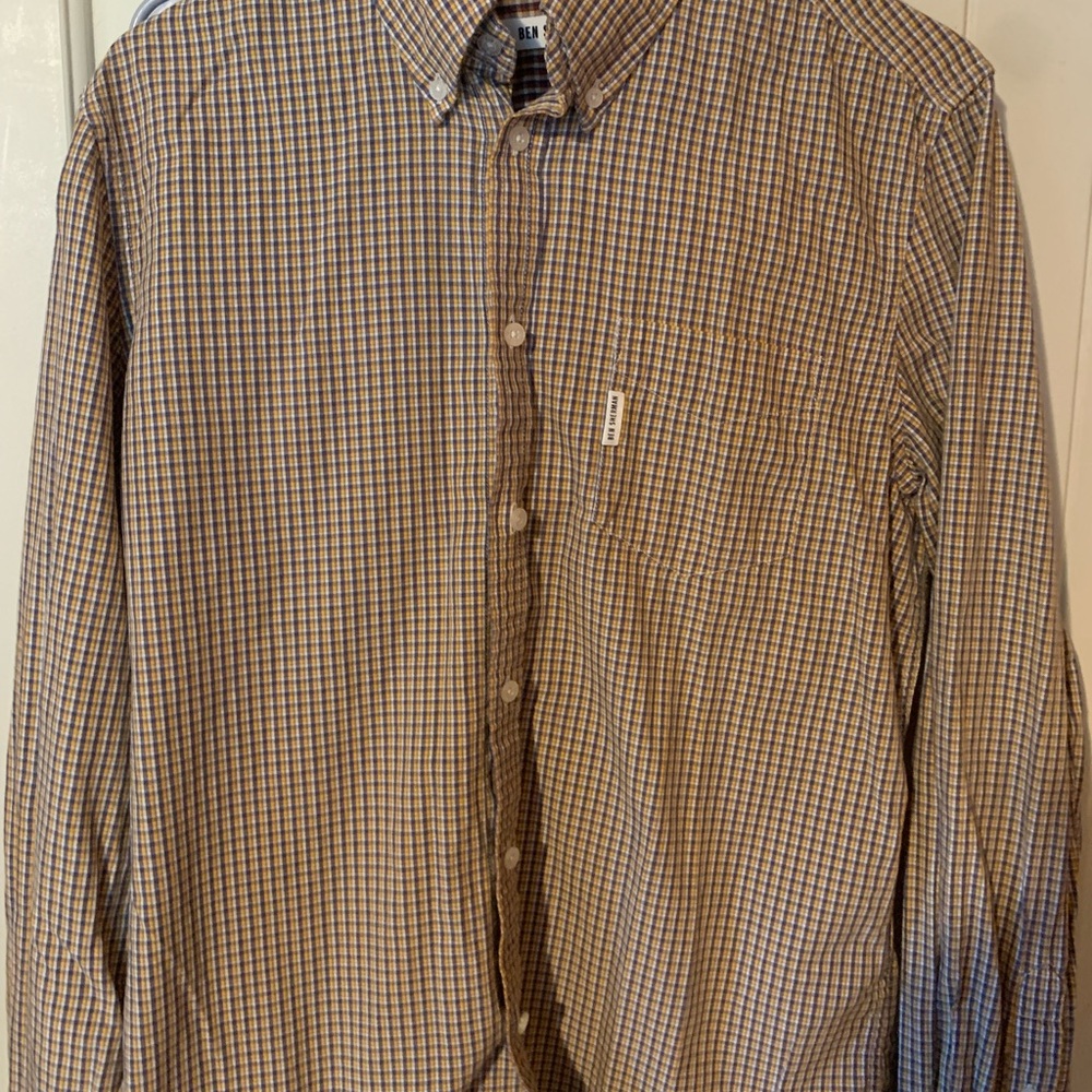 Ben Sherman Brown and Blue Plaid Shirt
